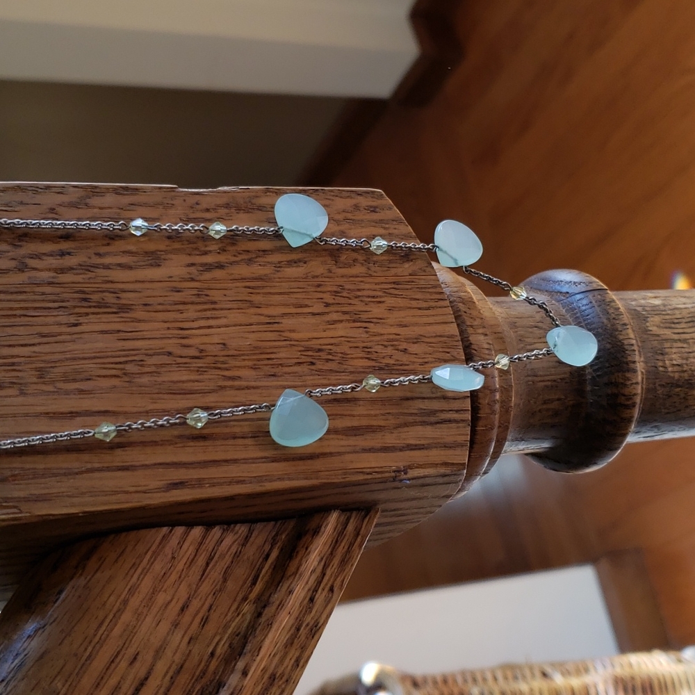 Talbots chalcedony  stone necklace and earring set.